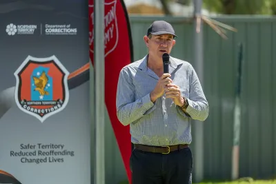 Corrections Minister addressing the audience.